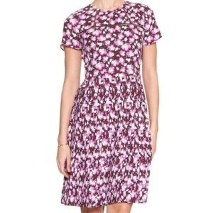 BANANA REPUBLIC FACTORY Purple Floral Dress Pleated Skirt Size 4 Petite